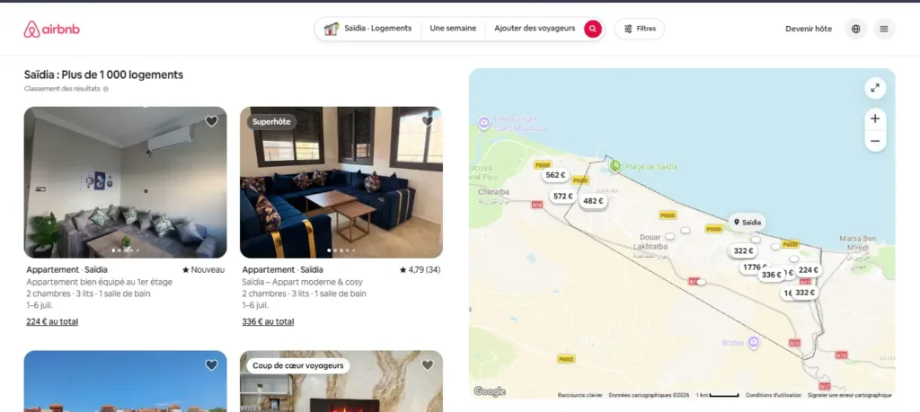 Capture Airbnb 1000 logements à Saïdia