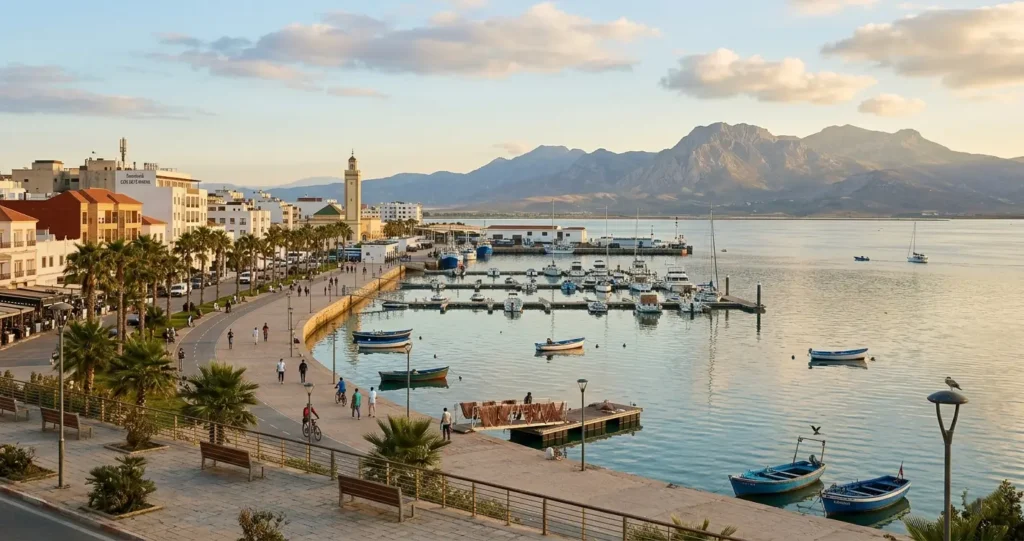 Vue panoramique de Nador et la lagune de Marchica, ville de l'Oriental marocain