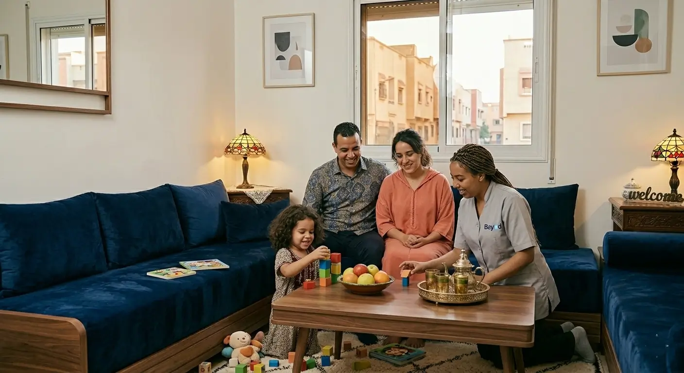 Nounou bayad joue avec l'enfant.