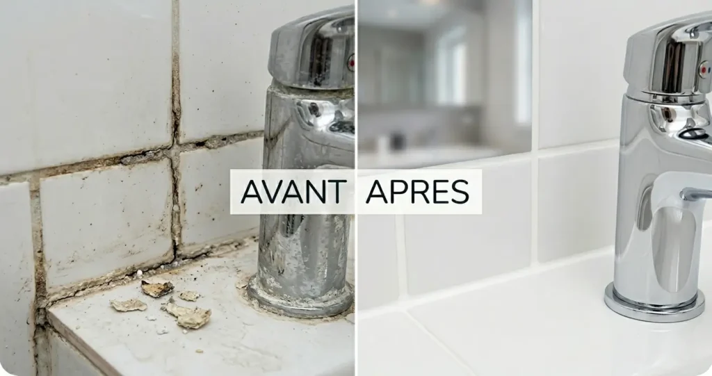 Salle de bain avant et après intervention de Bayad
